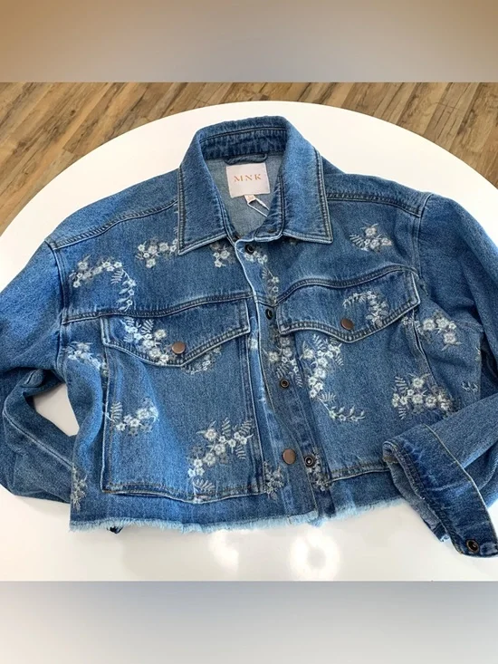 Embroidered Denim Crop Fringe Jacket - Picture 8 of 9